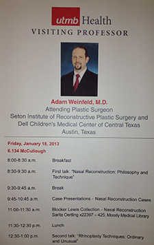 Dr. Weinfeld lecture schedule at UTMB Health