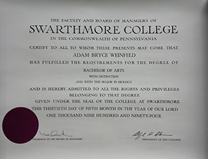 Swarthmore College of Medicine Diploma